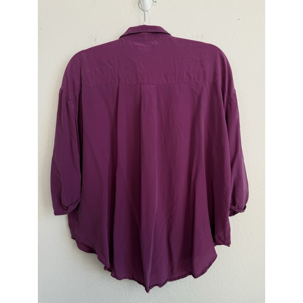 Maeve Anthropologie Silk Blouse Women's Large Magenta Cut Out Long Sleeve Career - Picture 8 of 11